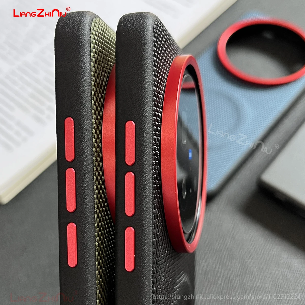 Фото Магнитный чехол для Vivo X300 Pro Magsafe, зарядка, тканая ткань, текстура, ТПУ + ПК, легкий тонкий противоударный кожаный чехол для Vivo X300 №4