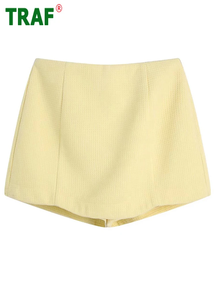 

Юбка-шорты TRAF женская желтая, с высокой талией