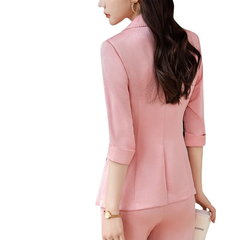 Женский Атласный Костюм из розового ацетата новинка Летний Тонкий Повседневный