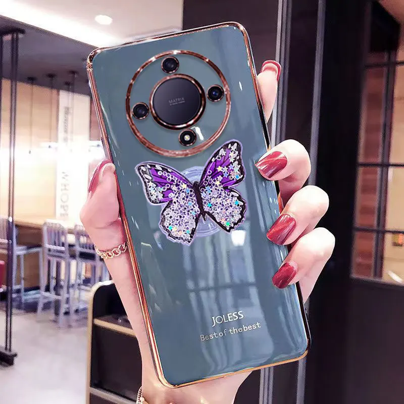 Роскошный блестящий чехол Honor Magic5 Lite с держателем бабочки для Huawei Magic 5 6 67 дюйма