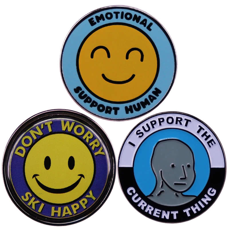 

Happy Face Emotional Support Human Brooch Enamel Pin Brooches Metal Badges Lapel Pins Denim Jacket Jewelry Accessories Gifts