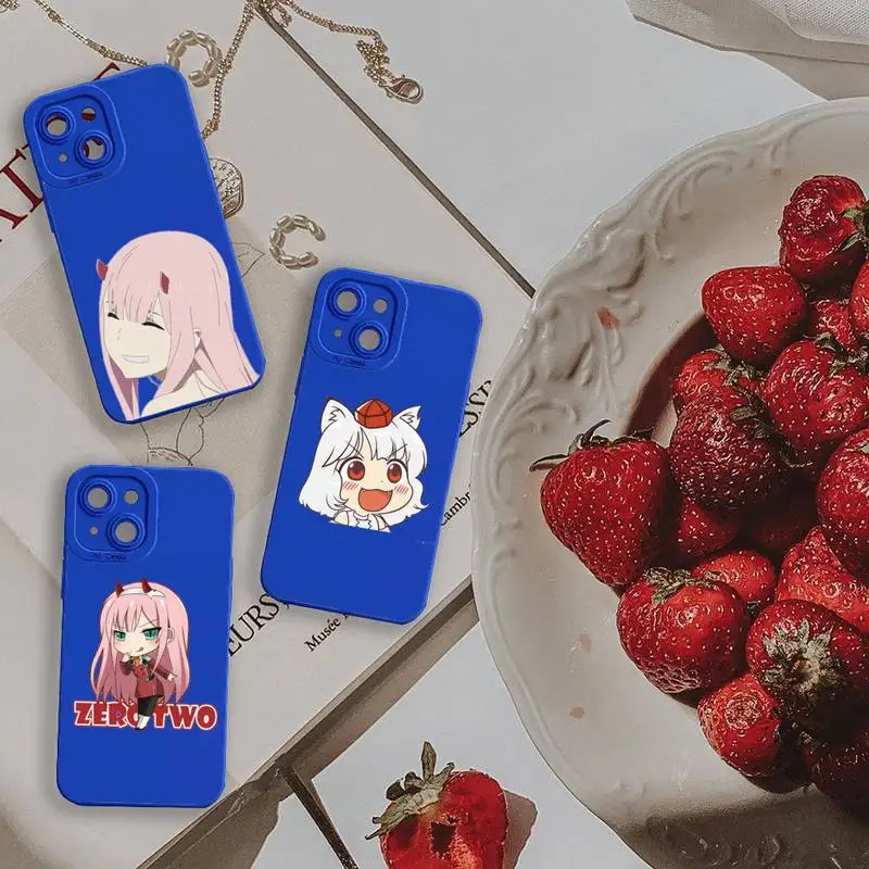 

DARLING in the FRANXX Anime Phone Case For iPhone 13 12 11 Pro MAX Mini X XS XR 7 8 Plus Liquid Silicone Klein Blue