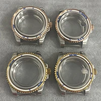 40mm sub case transparent bottom goldrose gold case sapphire glass for nh35 movement accessories