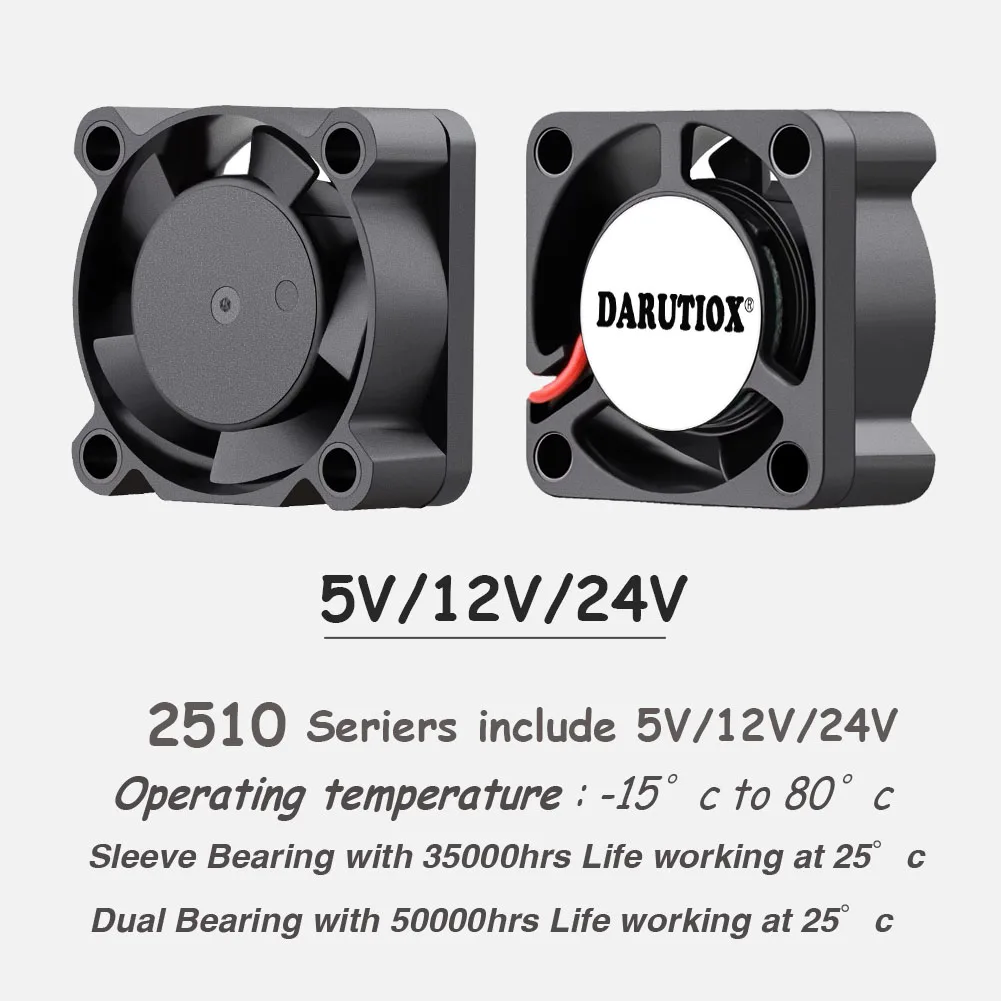 Фото Darutiox DC 5 В 12 В 24 В 25x25x10 мм Вентилятор охлаждения видеокарты 2510 25 мм втулка/двух шариковый бесщеточный 3D-принтер часть радиатора №2