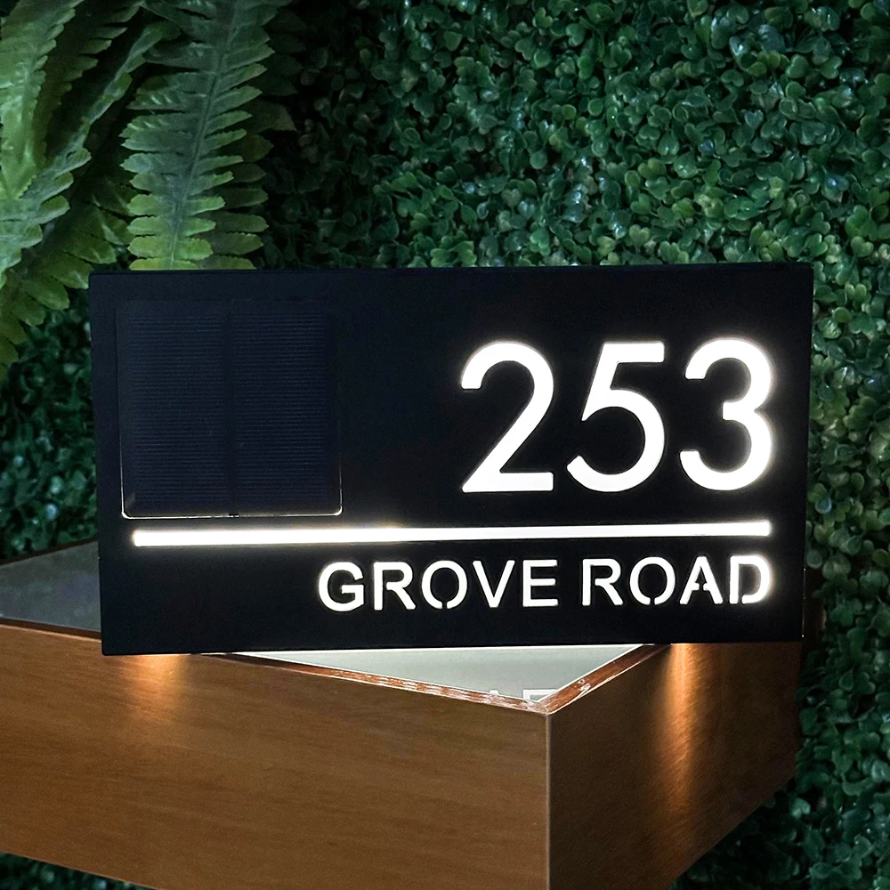 Персонализированный светодиодный солнечный внешний номер дома уличная