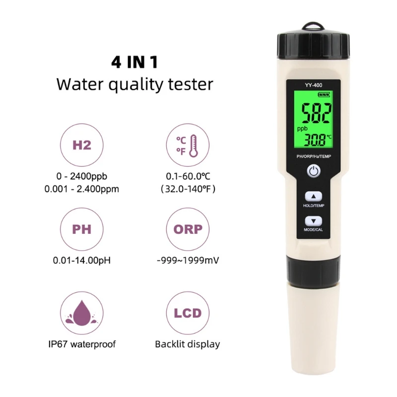 

Цифровой PH/ORP/H2 и тестер качества воды, измеритель чистоты, ацидиметр, испытательный фильтр, Прямая поставка