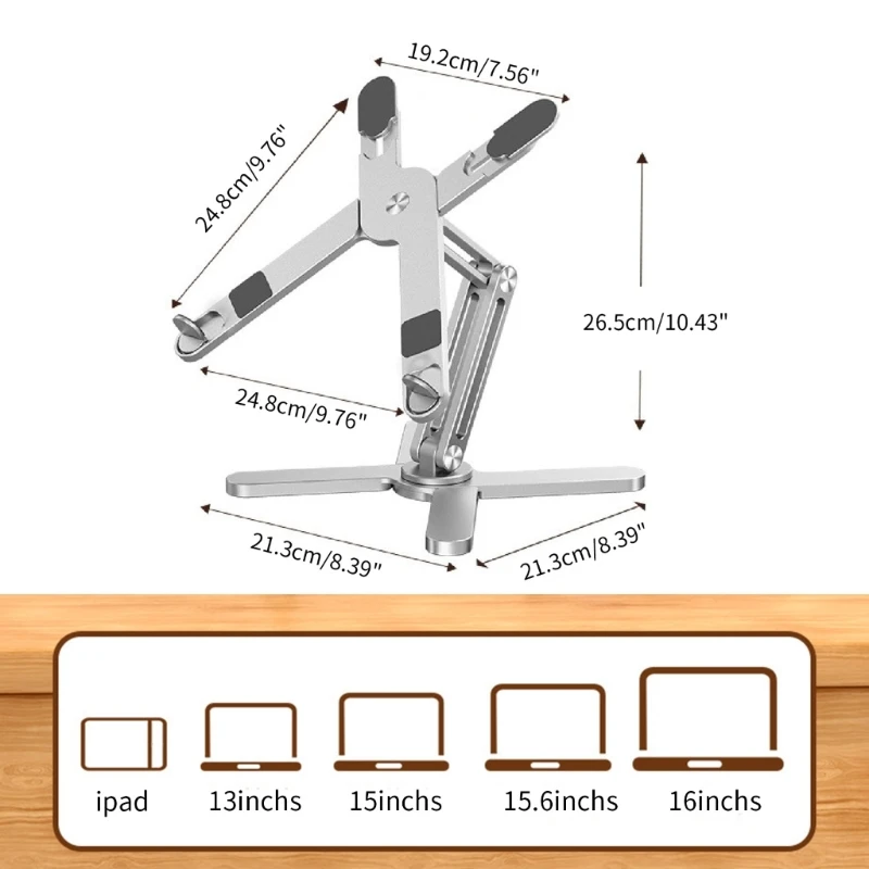 Регулируемая алюминиевая подставка для ноутбука с поворотным столом на 360