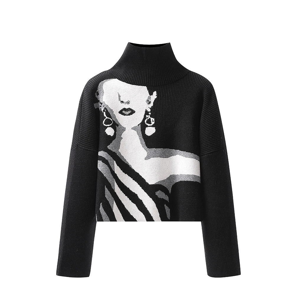 Diamonds Turtleneck Women's Copps Sweater 2022 Autumn Short Long Sleeve Tops Slim Knit Pullover Japenese Harajuku Winter Clothes