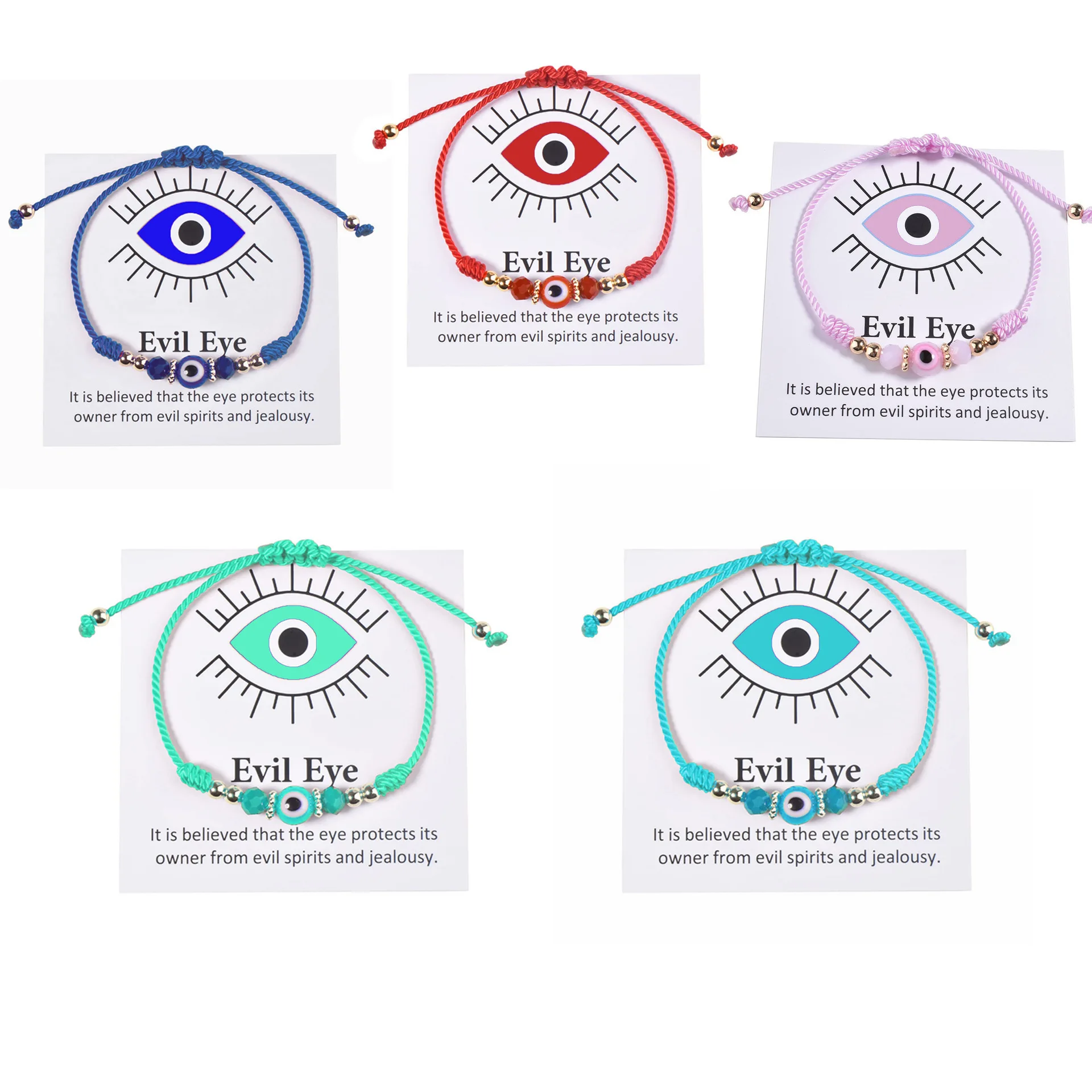 

Turkish Eye Bracelet Red Blue Evil Eyes Lucky Bead Bracelets for Women Rope Chain Woven Bracelet Jewelry
