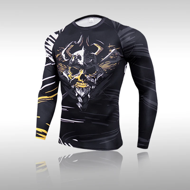 

Мужская быстросохнущая одежда, спортивный костюм для бега, ММА, бега, спортивного зала, Компрессионные спортивные рубашки, велосипедная эла...