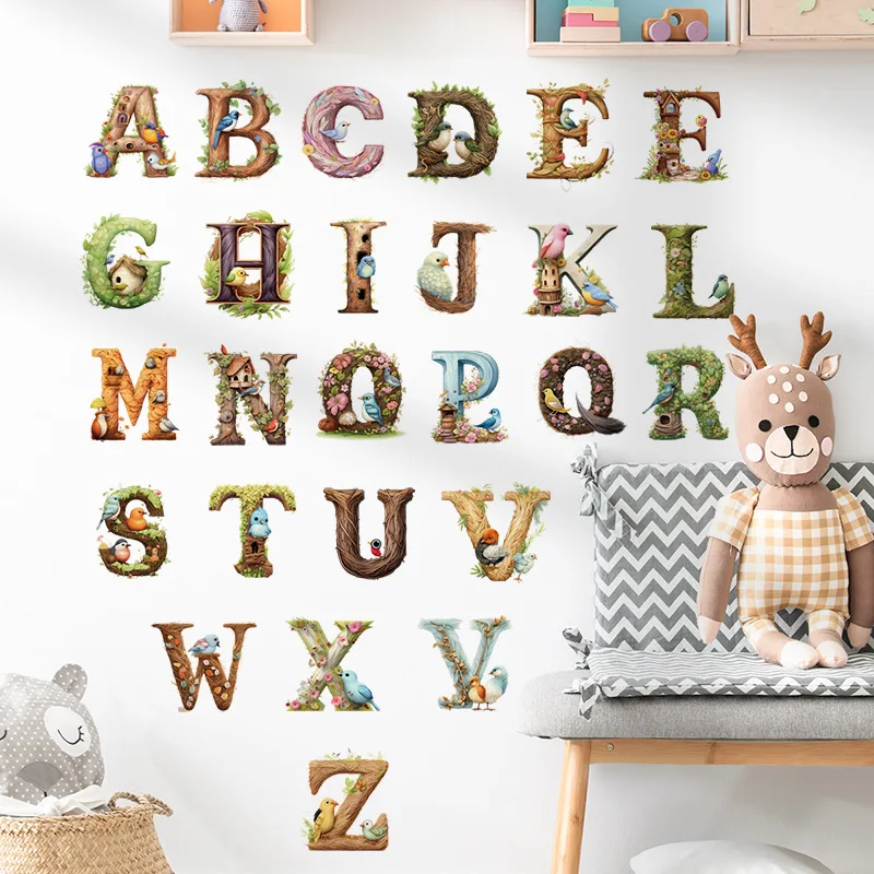 Милый виниловый алфавит настенные наклейки с буквами ABC украшение для детской