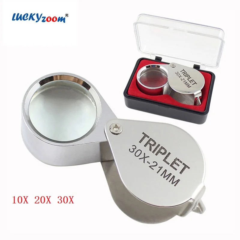 

Foldable Mini Magnifier 10X 20X 30X Metal Mini Magnifying Glass Handheld Silver Golden Jewelry Loupe Portable Folding Lupa