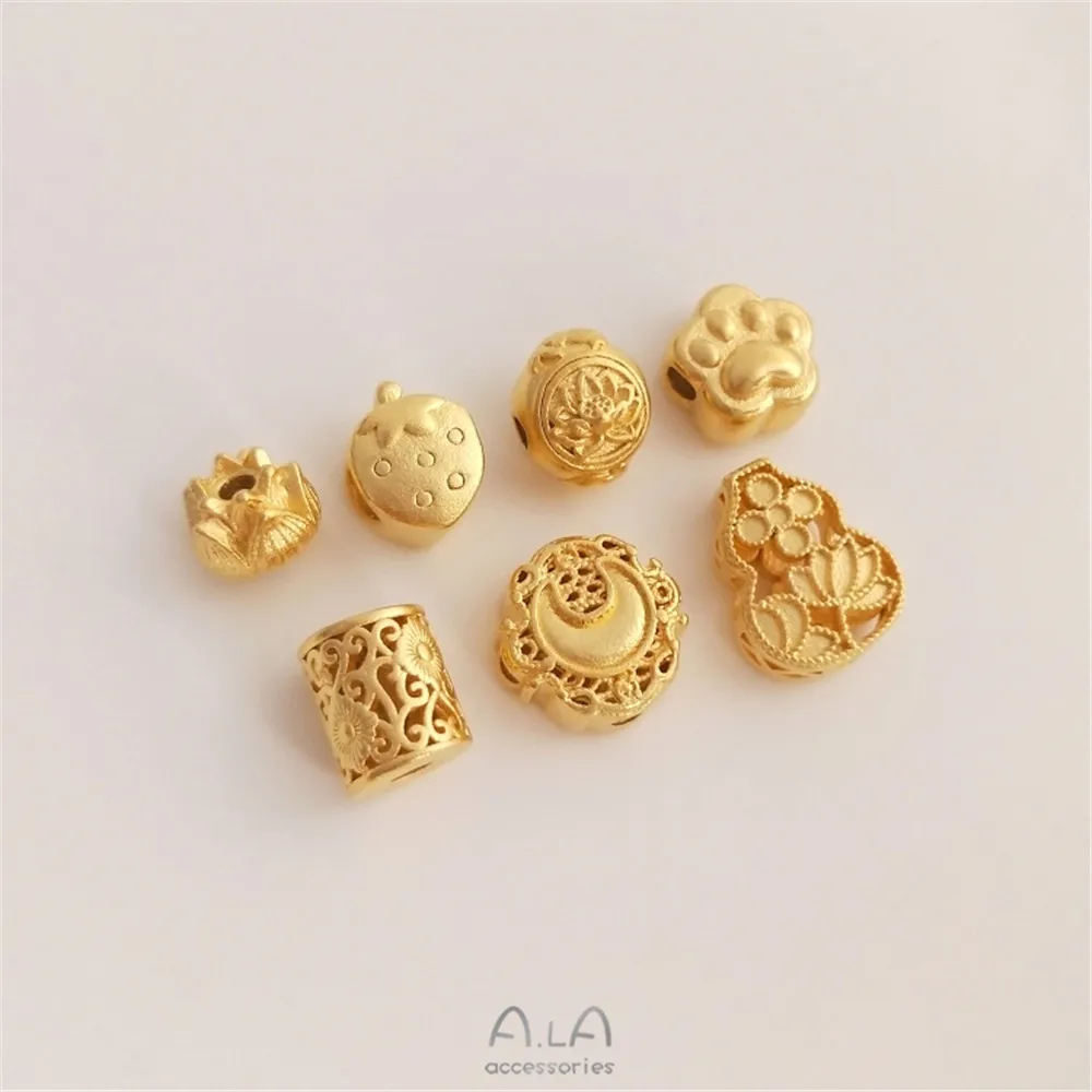

Vietnam strong color sand gold lotus beads strawberry plum flower cat claw gourd through hole Septa beads DIY jewelry accessorie