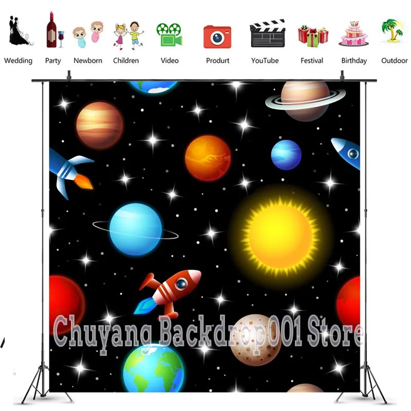 

Space Newborn Backdrop Baby Shower Birthday Party Spaceship Photo Studio Photography Background For Photo Studio