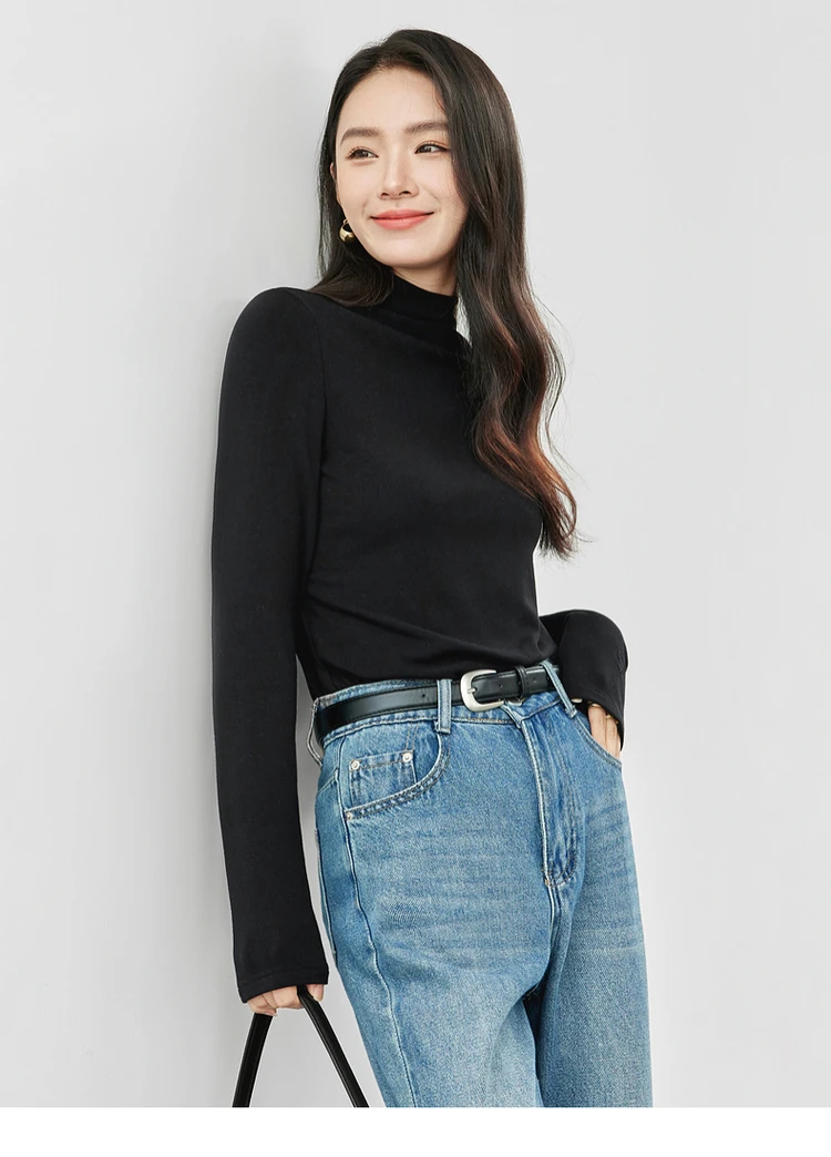 SENTUBILA зимние хлопковые водолазки вязаные пуловеры повседневные прямые топы с