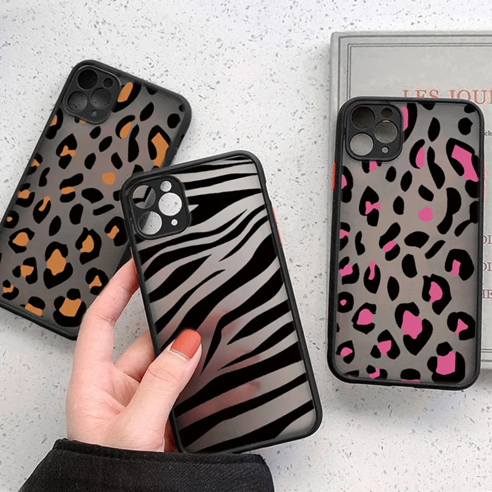

Funny Abstract Leopard Pattern Shockproof Matte Phone Case Cover for iPhone 11 12 13 Pro Max X XS XR 6s 7 8 Plus SE2 Mini Paired