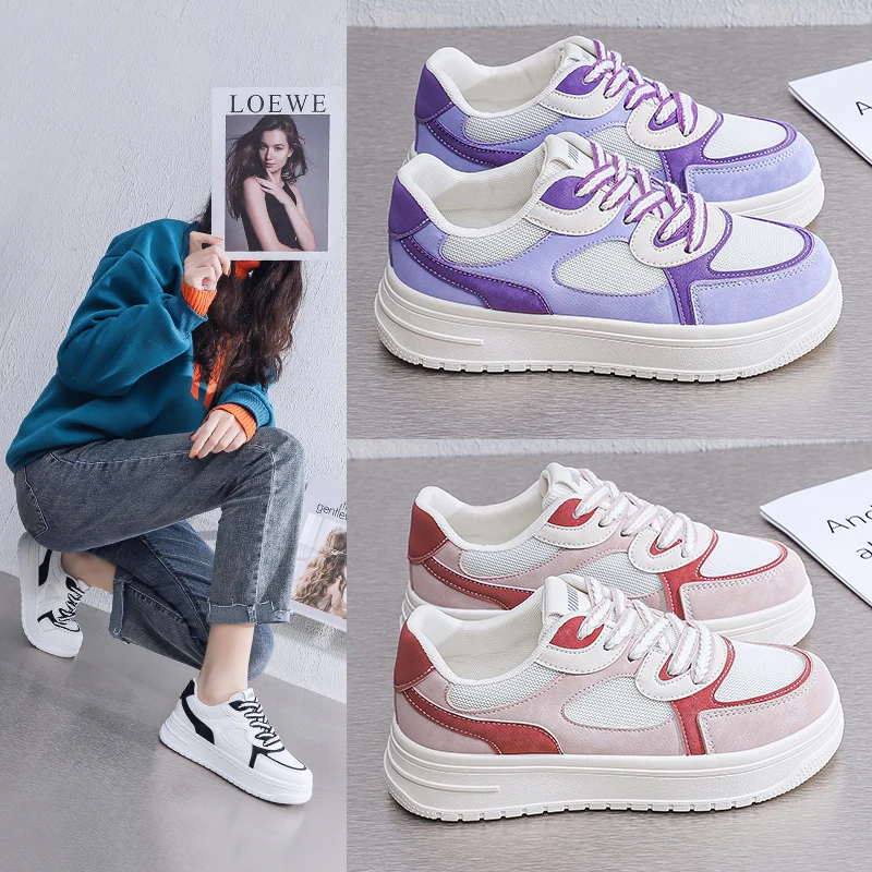 Кроссовки женские на платформе Вулканизированная подошва повседневная обувь из