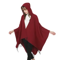 women cashmere feel shawl lady fall winter cape spring autumn retro hoodie cardigan classic simple cloak soft large blanket