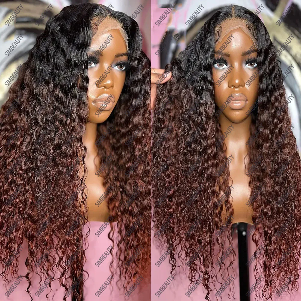 

Ombre 1B Brown Curly 13X4 13X6 Human Hair Lace Frontal Wig With Baby Hair Pre Plucked Natural Hairline 5X5 Lace Closure Wig Remy