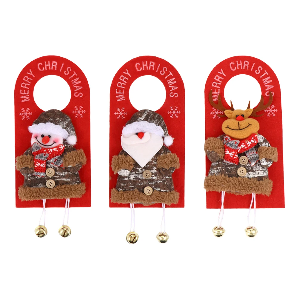 

Door Christmas Hanging Hanger Burlap Ornament Handle Decor Chic Adornment Pendant Santa Claus Sign Snwoman Knob Ornaments