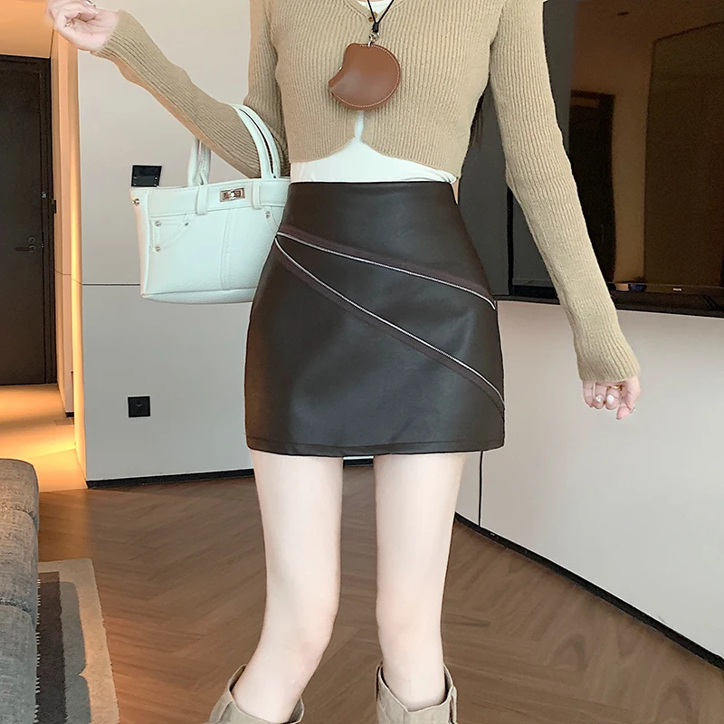 Мини-юбка женская однотонная в Корейском стиле модная шикарная офисная юбка с
