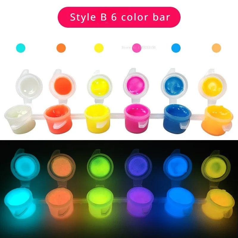 3 мл 6 полосок Ультраяркий акриловый пигмент светящаяся краска детское искусство