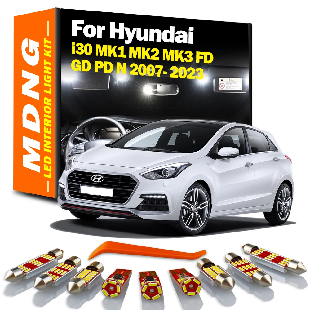 

MDNG For Hyundai i30 MK1 MK2 MK3 FD GD PD N 2007- 2018 2019 2020 2021 2022 2023 Car Bulbs LED Interior Map Dome Light Kit Canbus