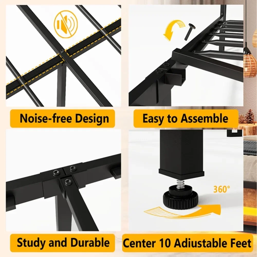 Каркас кровати размера queen-size с зарядной станцией светодиодной подсветкой RGB
