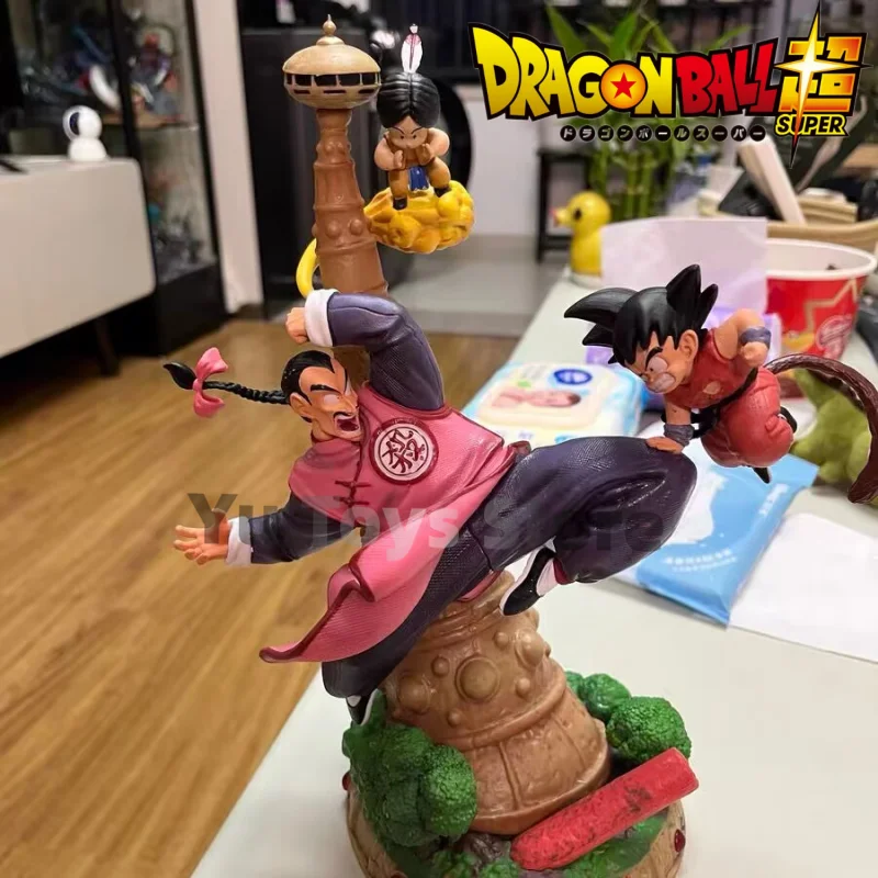 

Original 27.5cm Dragon Ball Z Tao Pai Pai Vs Son Goku Action Figure Ucs Immortal Tower Model Collection Figurine Statue Kids Toy