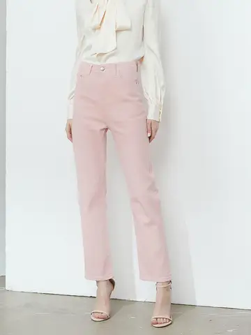 GUUZYUVIZ Повседневные Прямые джинсы для женщин, весна-лето 2022, эластичные джинсовые брюки с высокой талией, мешковатые уличные розовые джинсы для женщин