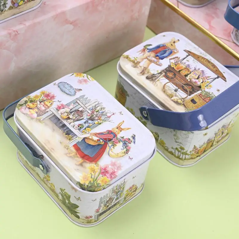 

New Small Rabbit Pattern Suitcase Storage Candy Gift Box Easter Small Sealed Jar Packing Box Jewelry Candy Biscuit Gift Box
