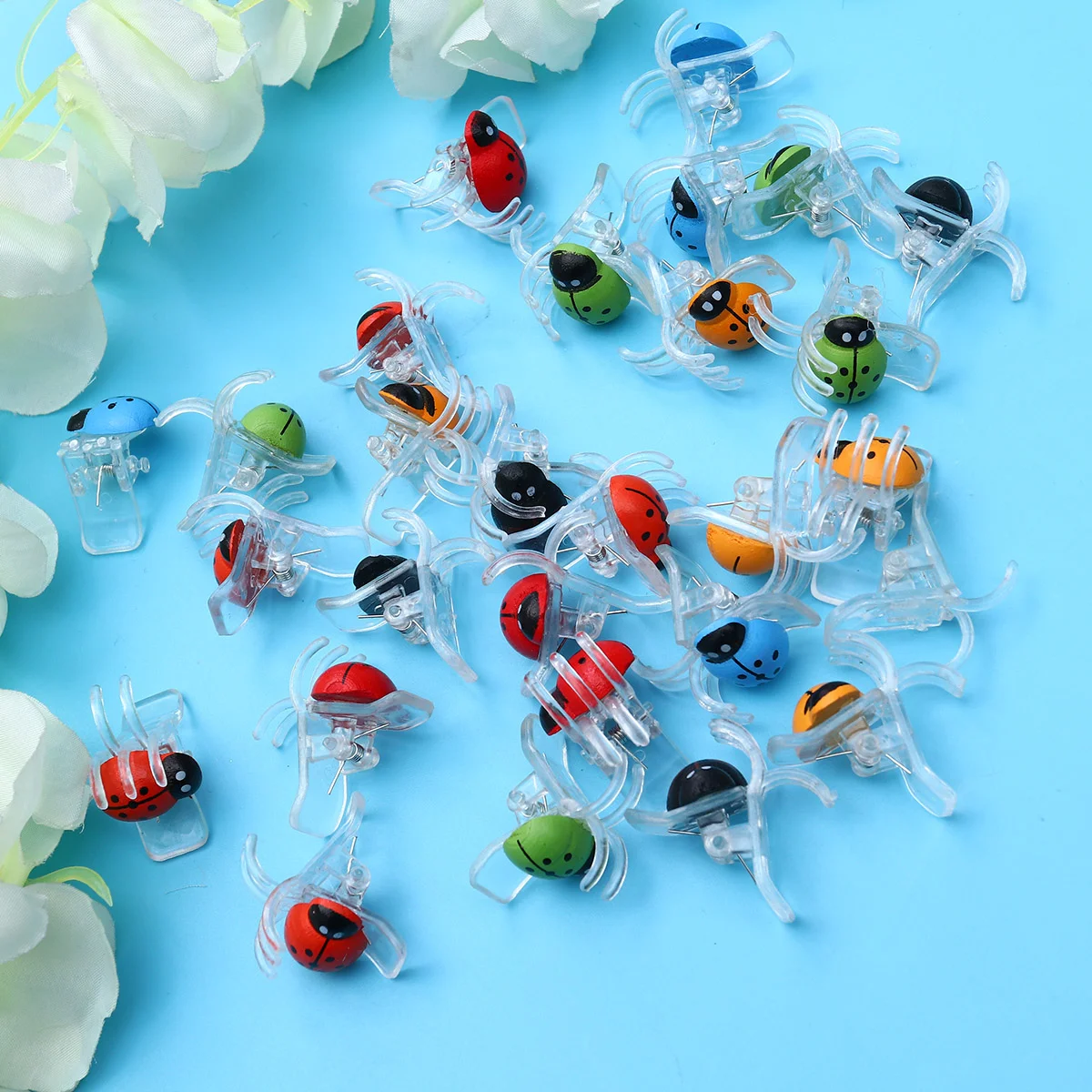 

30 Pcs 6 Colors Orchid Clips Garden Flower Gardening Bonsai Ladybug Shape Clips Vine Fixed Clips Graft Support Vine Clips