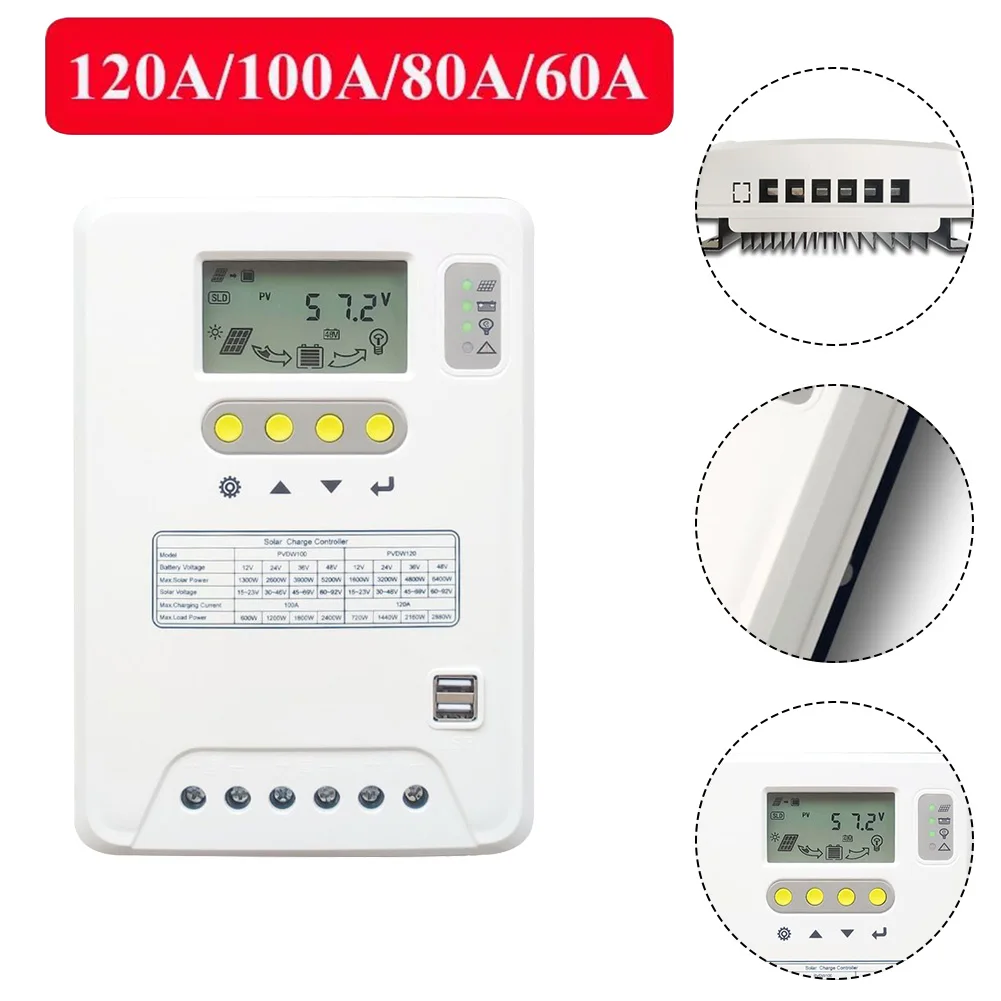 

1pcs Solar Controller 120A 100A 80A 60A Car Solar Panel Charging Controller Solar PV Overload Protection LCD Screen