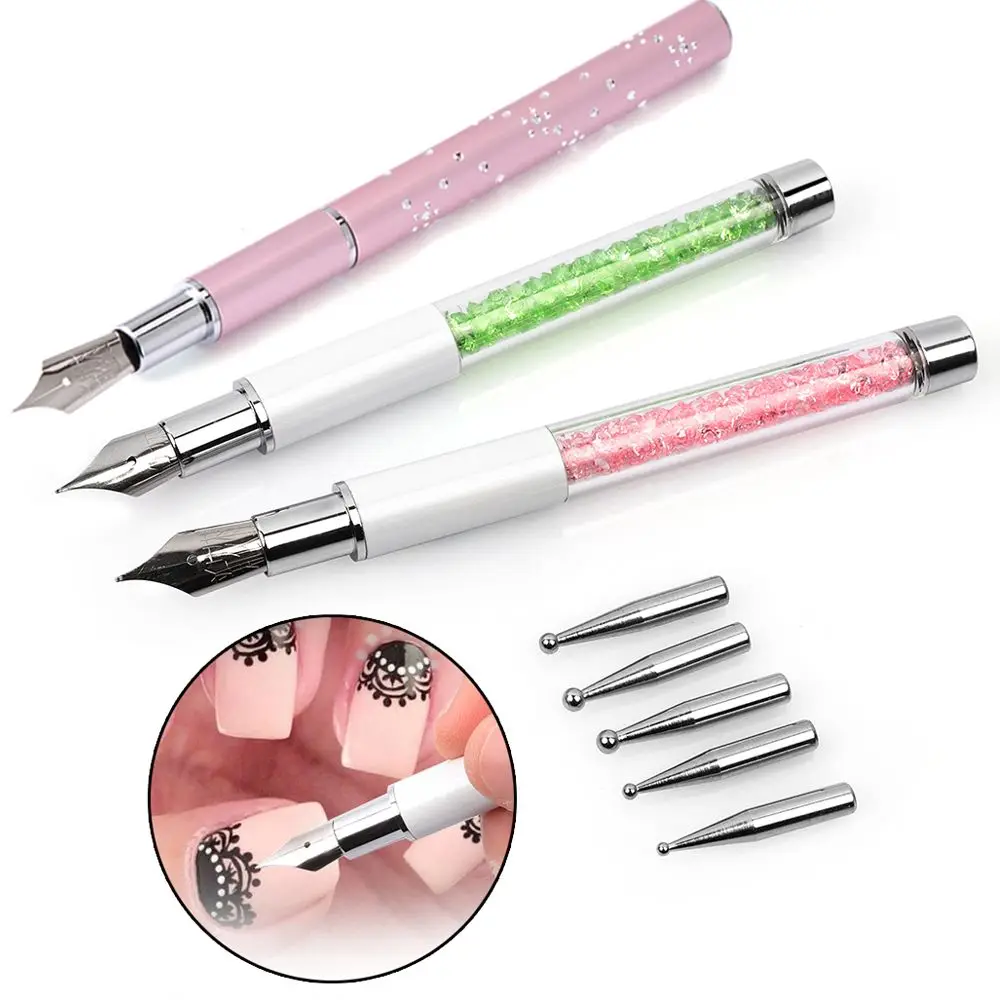 

Manicure Tools Drawing Line Polish 6 Heads Nail Art Pens DIY Dotting Pen Drill Point
