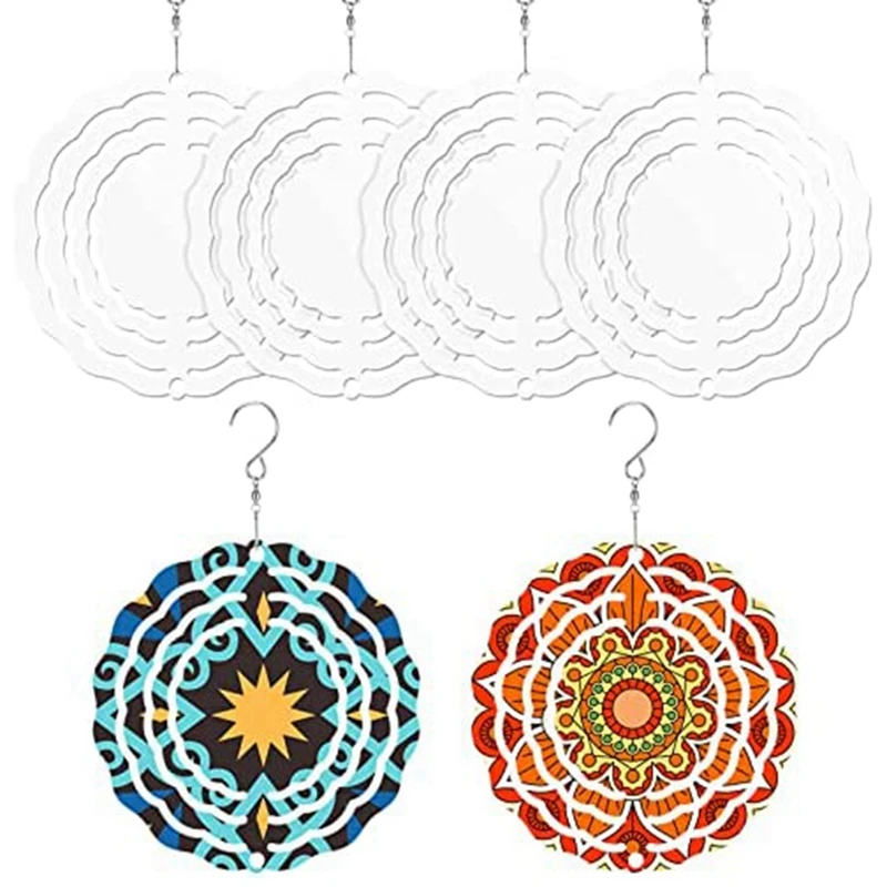 

BEAU-10Pcs 3 Inch Sublimation Wind Spinner Blanks 3D Wind Spinners Hanging Wind Spinners For Indoor Outdoor Garden Decoration