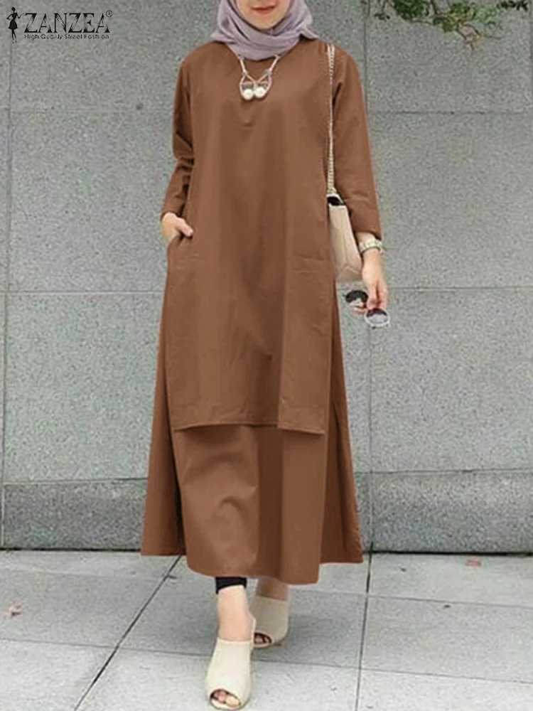 "Платье ZANZEA в мусульманском стиле женское с длинным рукавом"