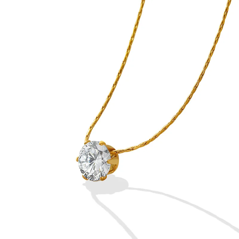

Exquisite Fashion AAA Cubic Zirconia Chokers For Women Ladies Girl Vintage Stainless Steel Solitaire Necklace Party Jewelry Gift