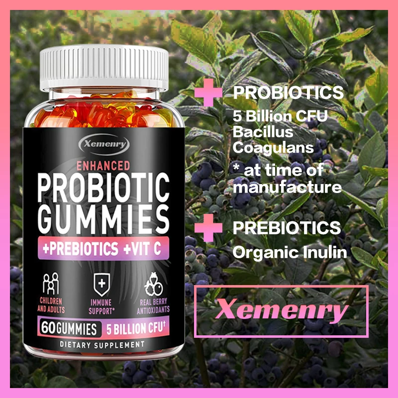 Probiotic Gummies for Adults & Kids - 5 Billion Colony Units, Immunity & Digestion, with Berry Antioxidants & Vitamins