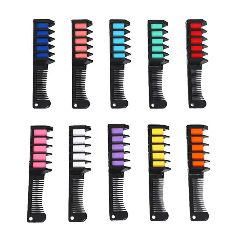 

6pc Hair Dyeing Comb Mascara Crayons Disposable Hair Color Chalk Hair Color Temporary Colorful Hair Styling Dye Stick With Comb