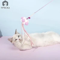funny cat stick toys colorful fur ball tassel fairy teasing cat playing interactive for cat playing toy pet supplies accessorie