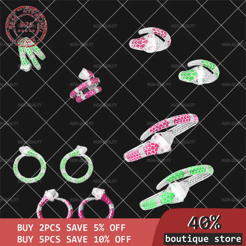 

High quality S925 Sterling Silver Snake Bracelet European and American women's ear clip new Monaco jewelry luxury brand