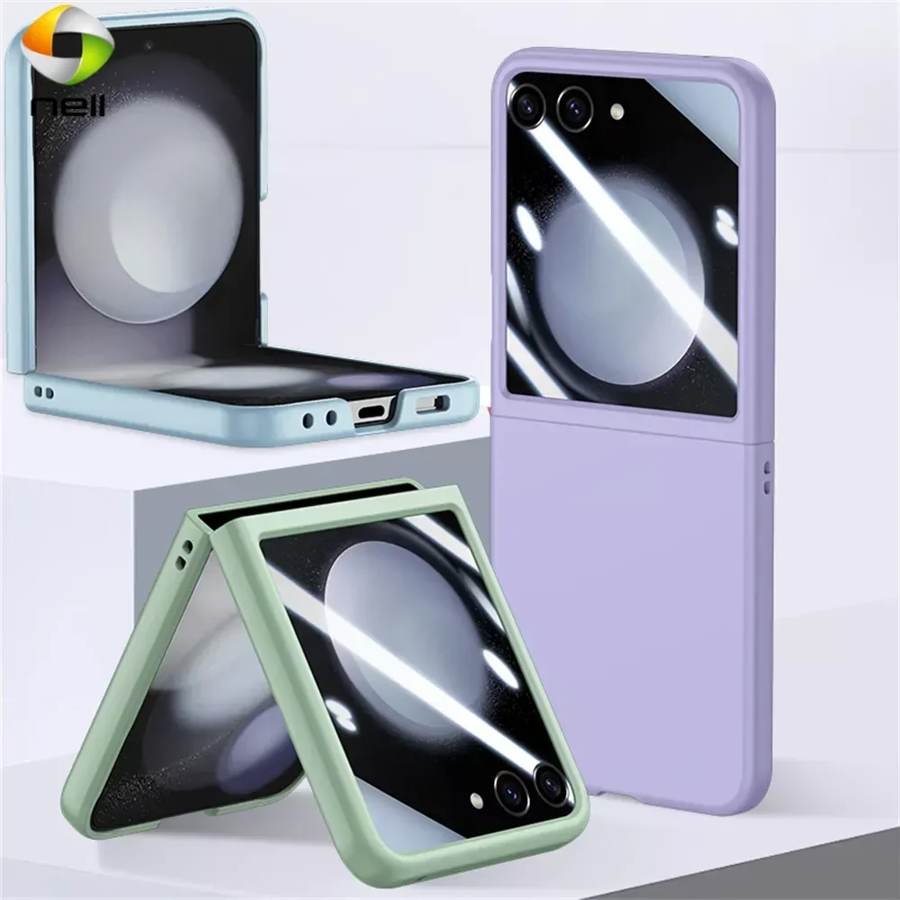 

Тонкий чехол для Samsung Galaxy Z, флип-чехол с 5 фотографиями, стеклянная пленка, Новый чехол для телефона с большим экраном для Galaxy Z Flip5, Противоударная задняя крышка