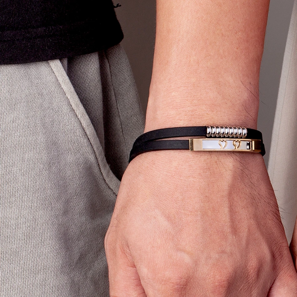 Браслет Силиконовый двухслойный моющийся из нержавеющей стали