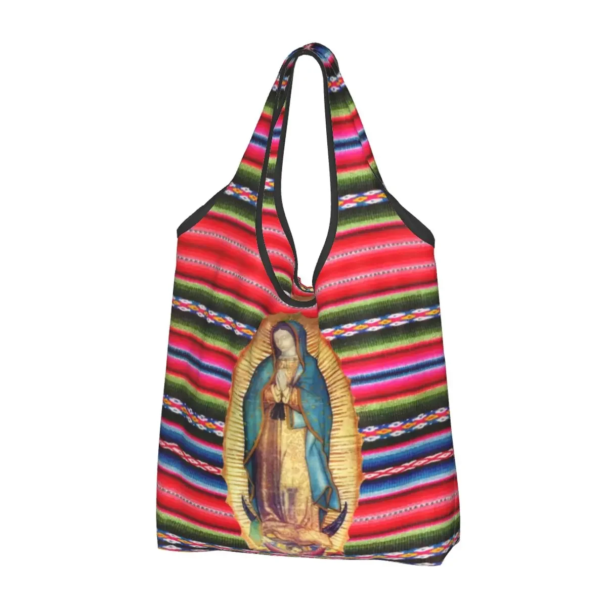 

Reusable Our Lady Of Guadalupe Virgen Maria Zarape Shopping Bag Tote Bag Portable Virgin Mary Catholic Grocery Shopper Bags