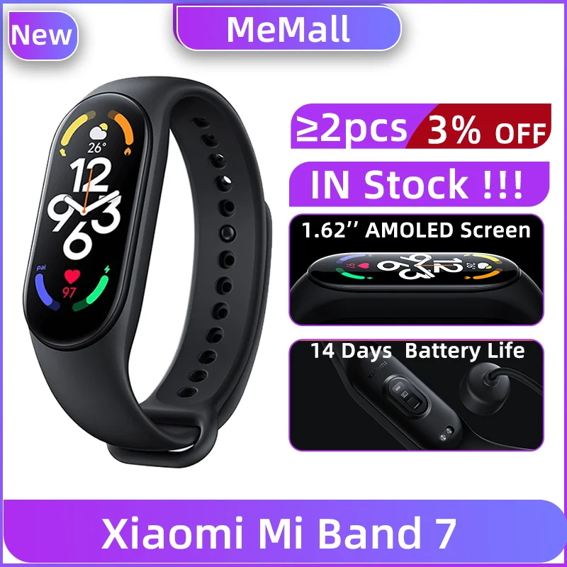

Смарт-браслет Xiaomi Mi Band 7, 6 цветов, с AMOLED экраном