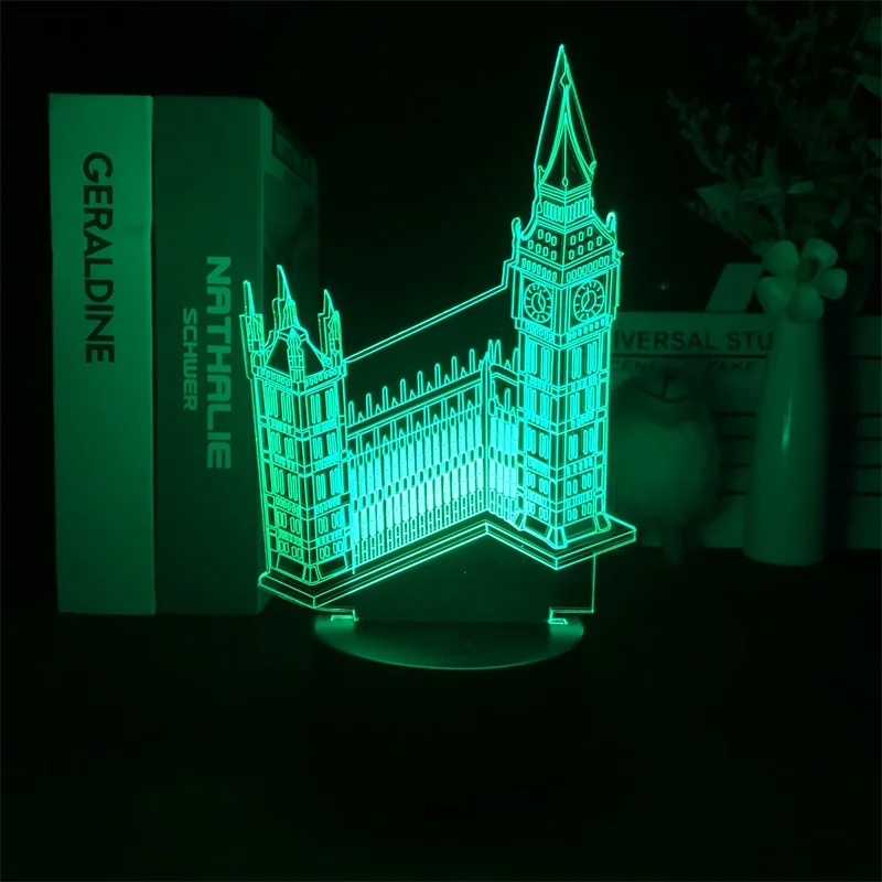 

Big Ben on The Thames England NightLight Alarm Clock Base Light Table Battery Operated Projector Dropship Room Delivery Child