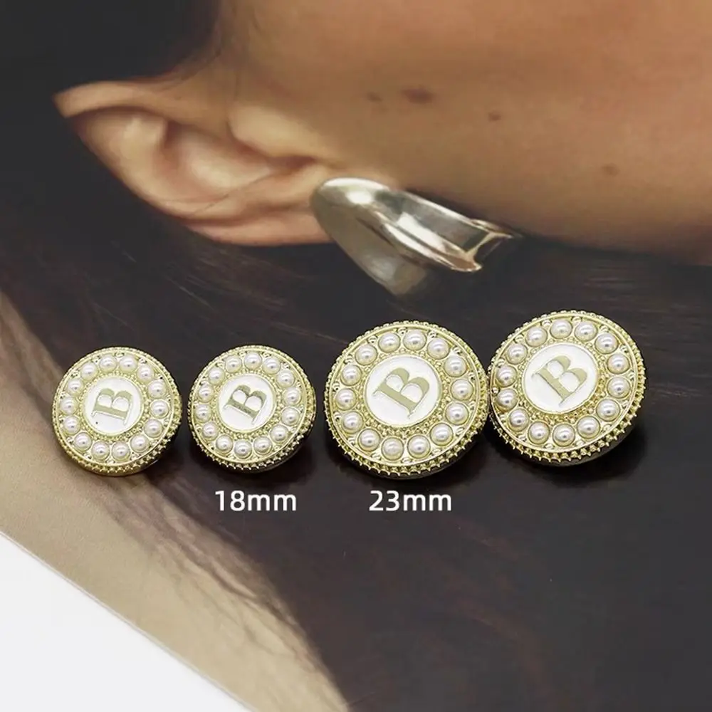 

10Pcs High Quality Handmade DIY Needlework Sewing Accessories Shirt Buttons Letter B Button Pearl Metal Buttons