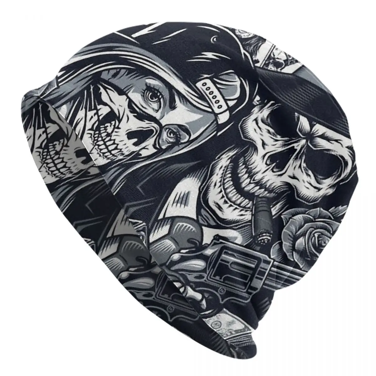 

Bonnie and Clyde Skullies Beanies Caps Thug Life Thin Hat Autumn Spring Bonnet Hats Men Women's Hip Hop Ski Cap