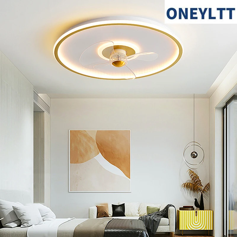 Скидка Современная простая Светодиодная лампа с потолочным вентилятором без лопастей, потолочный вентилятор для спальни с дистанционным управле...