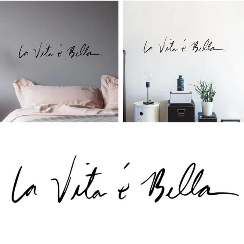 

NEW Italian Byword Wall Stickers Vintage LIFE IS SO BEAUTIFUL Stickers For Livingroom Studio Cosmetic Mirror Home Wall Decor
